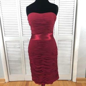 Lady in Red!  Bill Levkoff ruched cranberry dress.